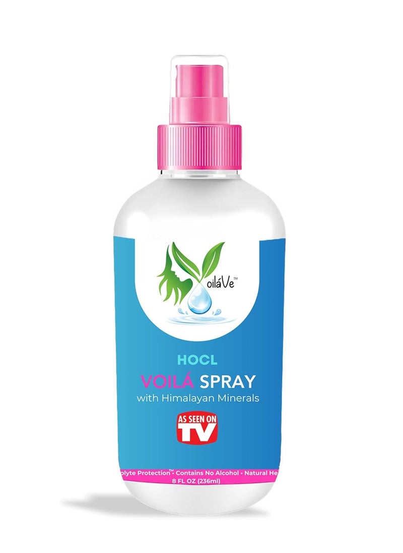 VoilaVe Hypochlorous Acid Spray for Skin, 8 fl oz Face and Body Mist Toner, Relief Scars, Bumps, Irritations, Redness, Itchy Scalp | Piercing Aftercare Skincare HOCL Spray, As Seen On TV - Large 236ml