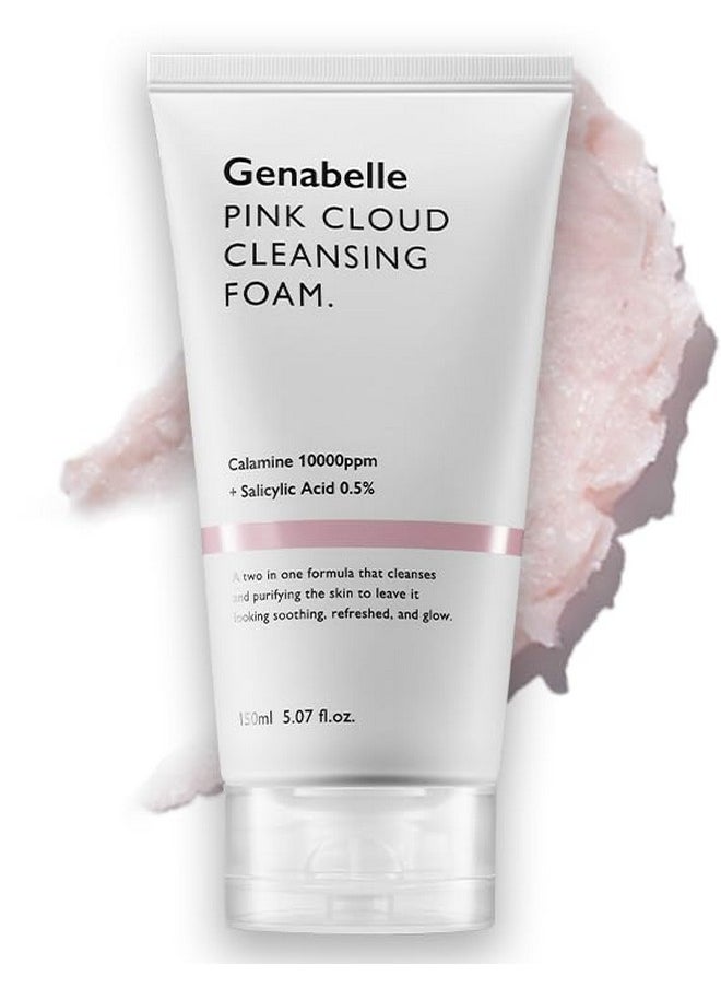 Pink Cloud Cleansing Foam - Hydrating Gentle Face Cleanser With Salicylic Acid And Calamine Powder For Blemish Care, Deep Cleansing Face Wash For Normal To Oily Skin, 5.07 Fl.Oz