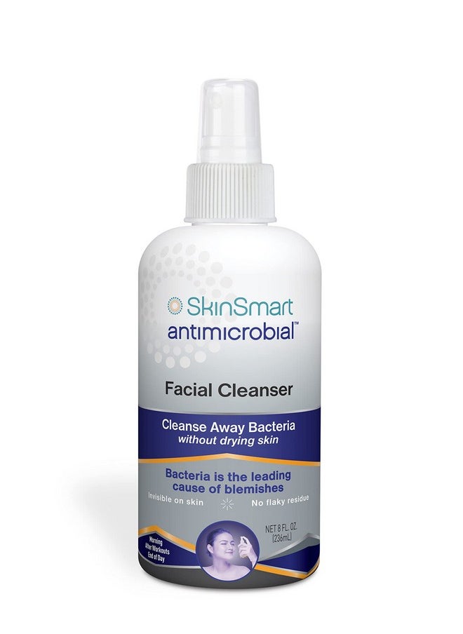 Skinsmart Facial Cleanser For Acne, Targets Bacteria For Active Teenage Athletes Post Workout And Adult Acne, 8 Oz Spray Bottle, Safe For Multiple Daily Uses