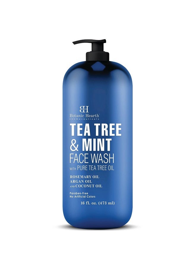 Tea Tree Face Wash With Mint - Acne Fighting, Premium, Hydrating Liquid Face Soap With Pure Tea Tree Oil - For Women And Men, Paraben Free, Fights Acne - 16 Fl Oz