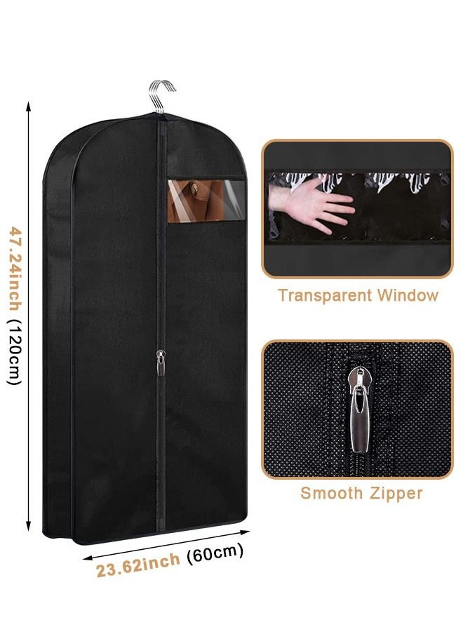 5 Pack Garment Bag Lightweight Suit Bags for Closet Storage Hanging Clothes Cover with Zipper and Clear Window for Folding for Tuxedos Coats Dresses 60x120cm