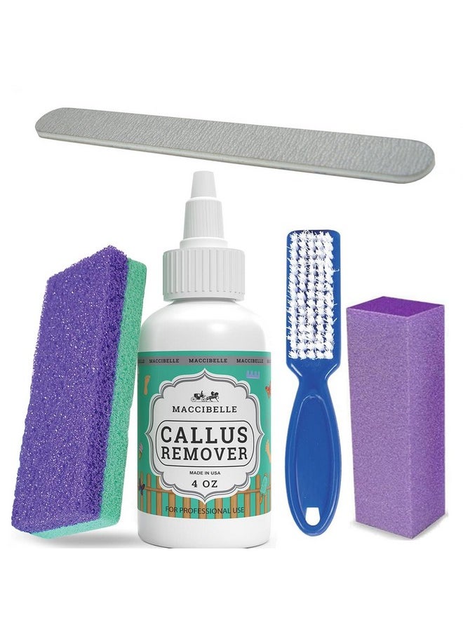 Callus Remover Extra Strength For Feet, Professional Callus And Corn Eliminator Liquid Gel 4 Oz (Complete Kit)