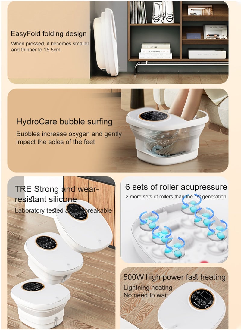 Foot spa massager, foot bath with heating, digital temperature control, bubbles, and foot massage rollers, fast heating