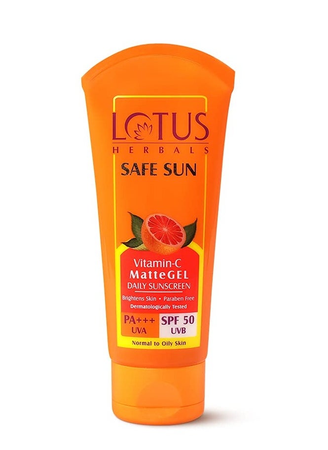 Safe Sun Vitamin C Matte Gel Daily Sunscreen SPF 50 PA+++  Paraben Free Dermatologically Tested  Anti Pollution  Normal  and Oily Skin  100g