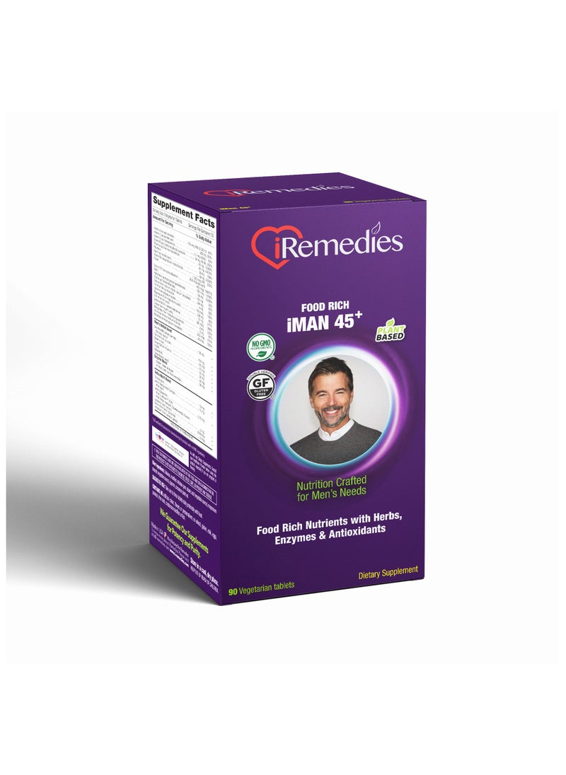 iRemedies iMan 45+ Multivitamins - Men's Multivitamin for Energy, Heart, and Prostate Health - 90 Tablets