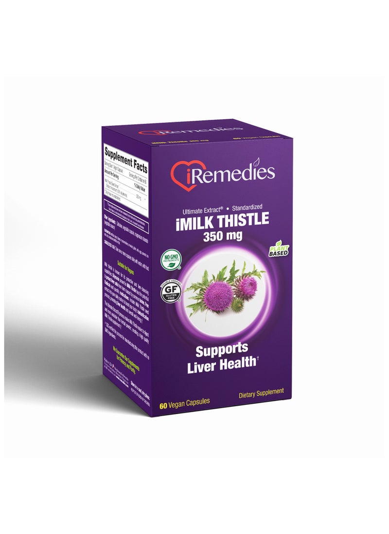 iRemedies iMilk Thistle - Liver Detox and Health Support with Silymarin Extract - 60 Capsules