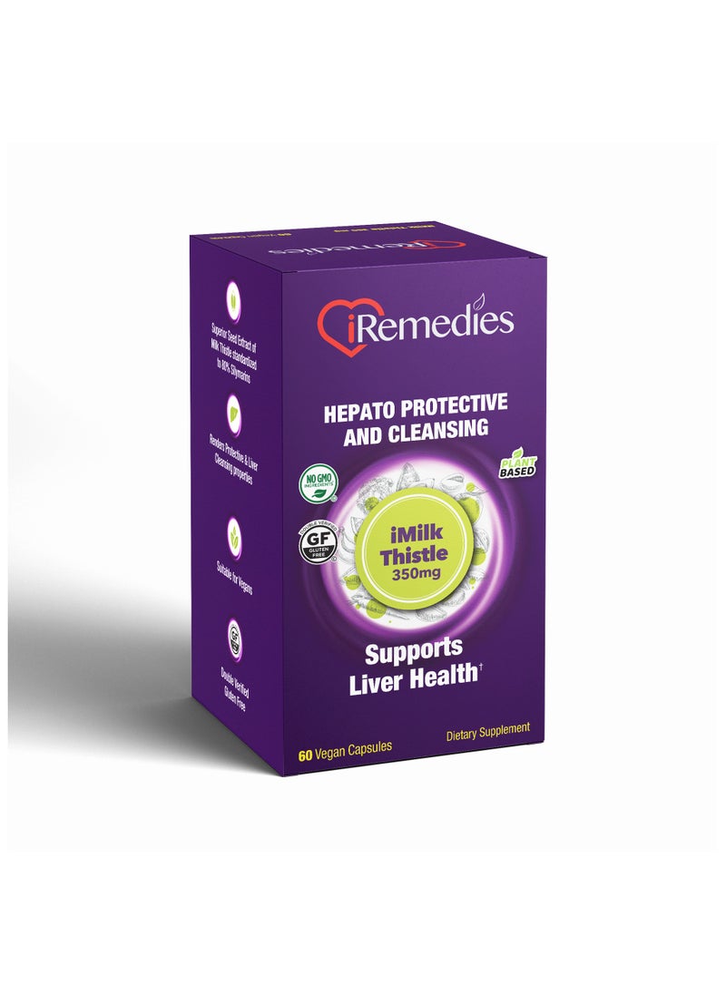 iRemedies iMilk Thistle - Liver Detox and Health Support with Silymarin Extract - 60 Capsules