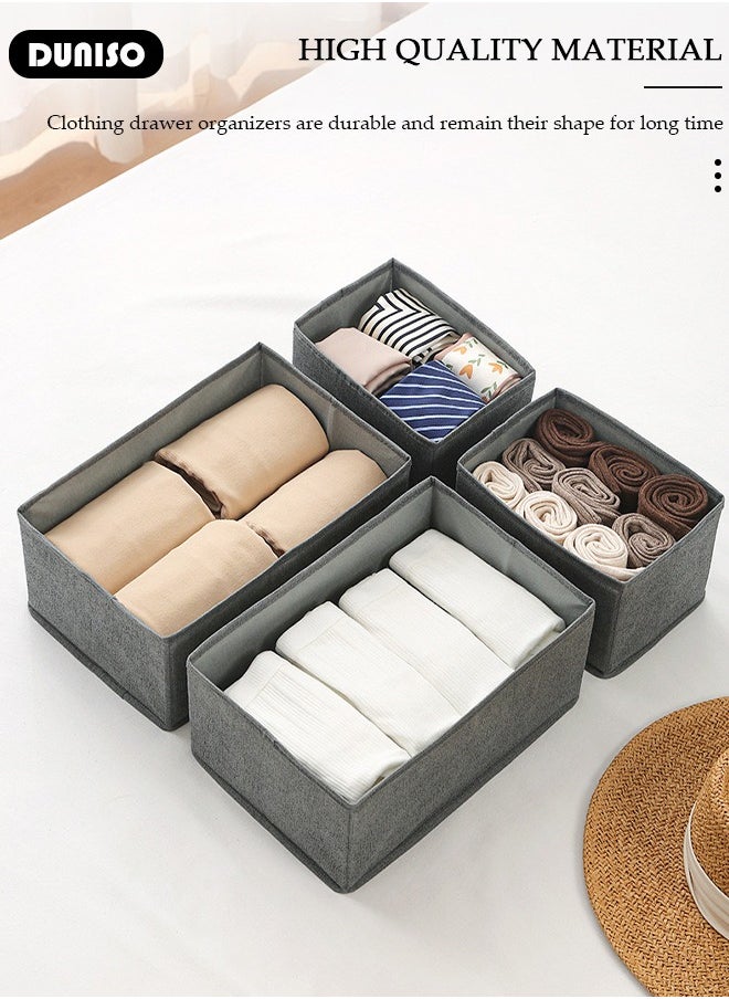 6pcs Wardrobe Clothes Organizer Sock Underwear Drawer Organizer Dividers Cell Foldable Fabric Dresser Closet Storage Box and Storage Bins for Clothing, Baby Clothes, Bra, Panty, Skirt,Scarf, Ties, Scarves