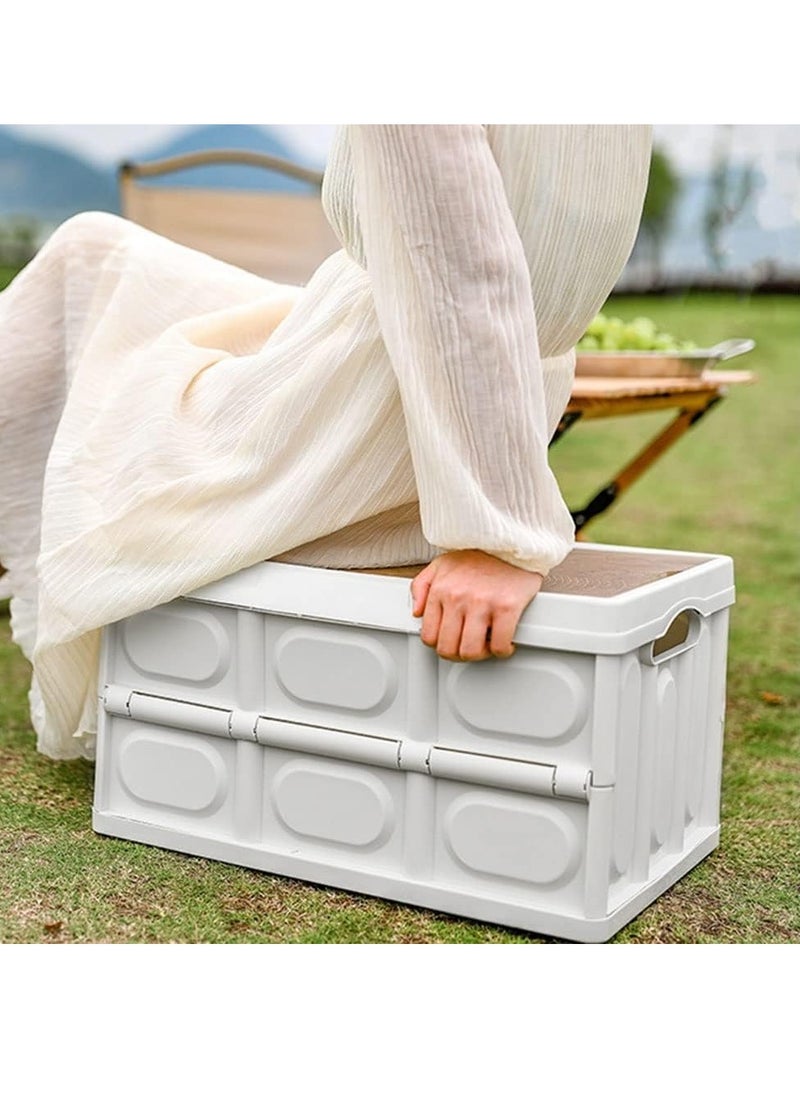 Outdoor Camping Storage Box with Flat Lid 55L White