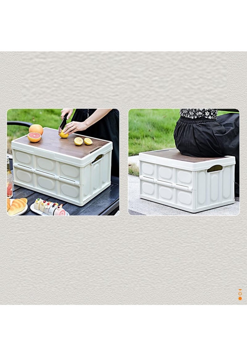 Outdoor Camping Storage Box with Flat Lid 55L White