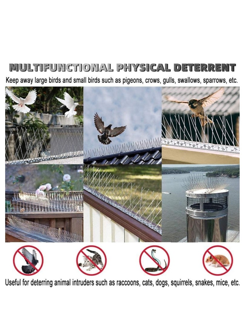 Stainless Steel Bird Spikes for Pigeons and Other Small Birds - No Plastic - Anti Bird Repellent Spikes Control Kit Assembled Spikes 50 Centimetre (Pack of 10)