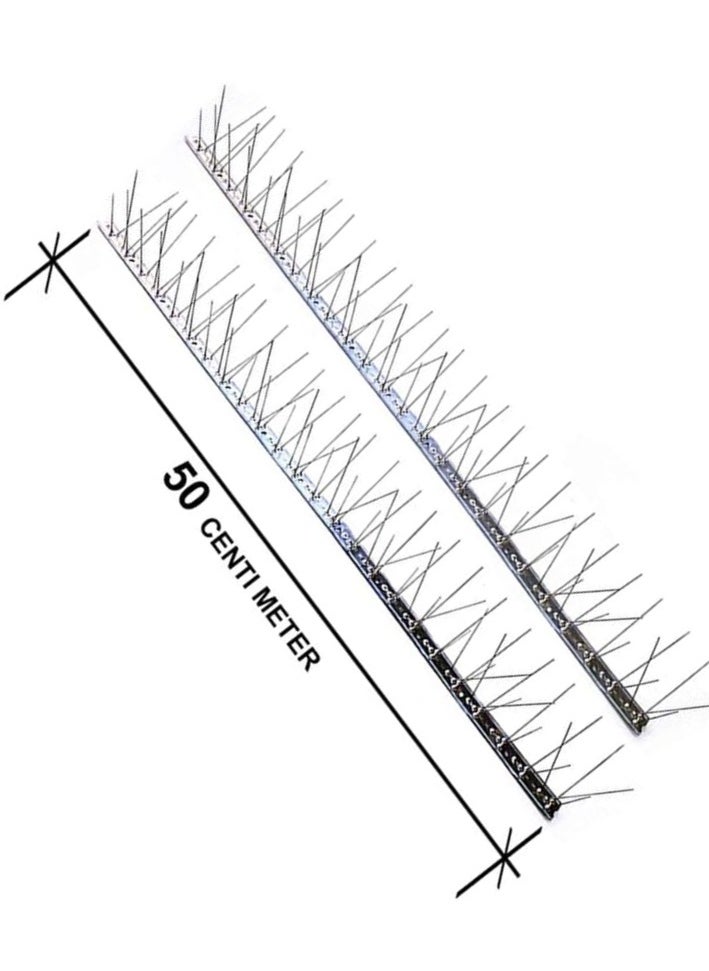 Stainless Steel Bird Spikes for Pigeons and Other Small Birds - No Plastic - Anti Bird Repellent Spikes Control Kit Assembled Spikes 50 Centimetre (Pack of 10)