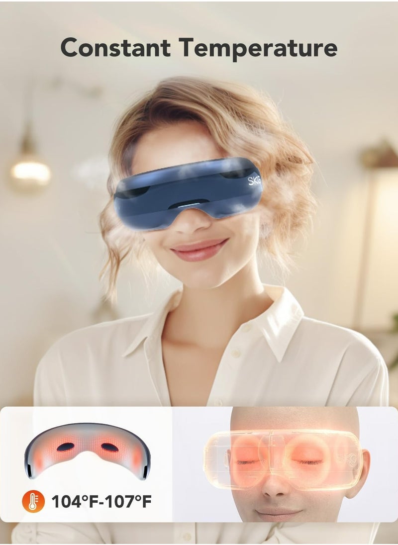 SKG Eye Massager with Heat, Bluetooth Heated Eye Massager for Migraines Relief with Vision Window Music, Soothing Eye Care to Relax Eyes, E3 Pro