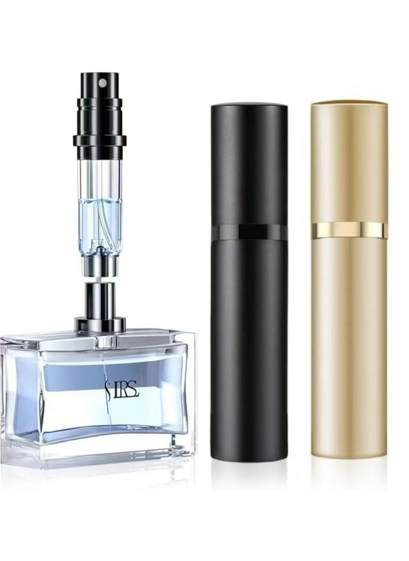 Travel Perfume Refill Bottle 5ML, Bottom Refill (Black+Gold)