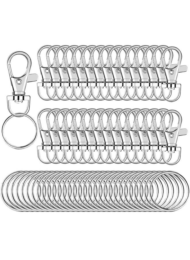 60Pcs Lobster Claw Clasps With Key Rings, 30Pcs Keychains Clips Hooks And 30Pcs Key Chain Rings, Keychain Accessories, Keychain Rings For Crafts, Keychain Making Kit For Crafts