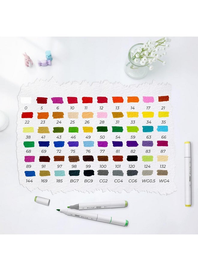 Markers Paper-Friendly No Peeling Water-Based Coloring Markers 60 Colors Dual Brush Fine Tips Markers For Adult Coloring Books No Bleeding Art Markers For Kids Adults Beginner Calligraphy