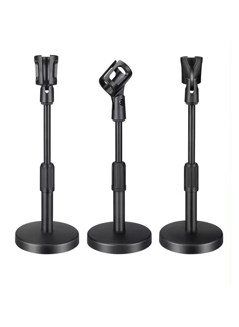 2 pcs Desktop Microphone Stand Microphone Stand Adjustable Desk Microphone Stand Mic Holder with Clip Max Height 345mm for Meetings Lectures Podcasts Black