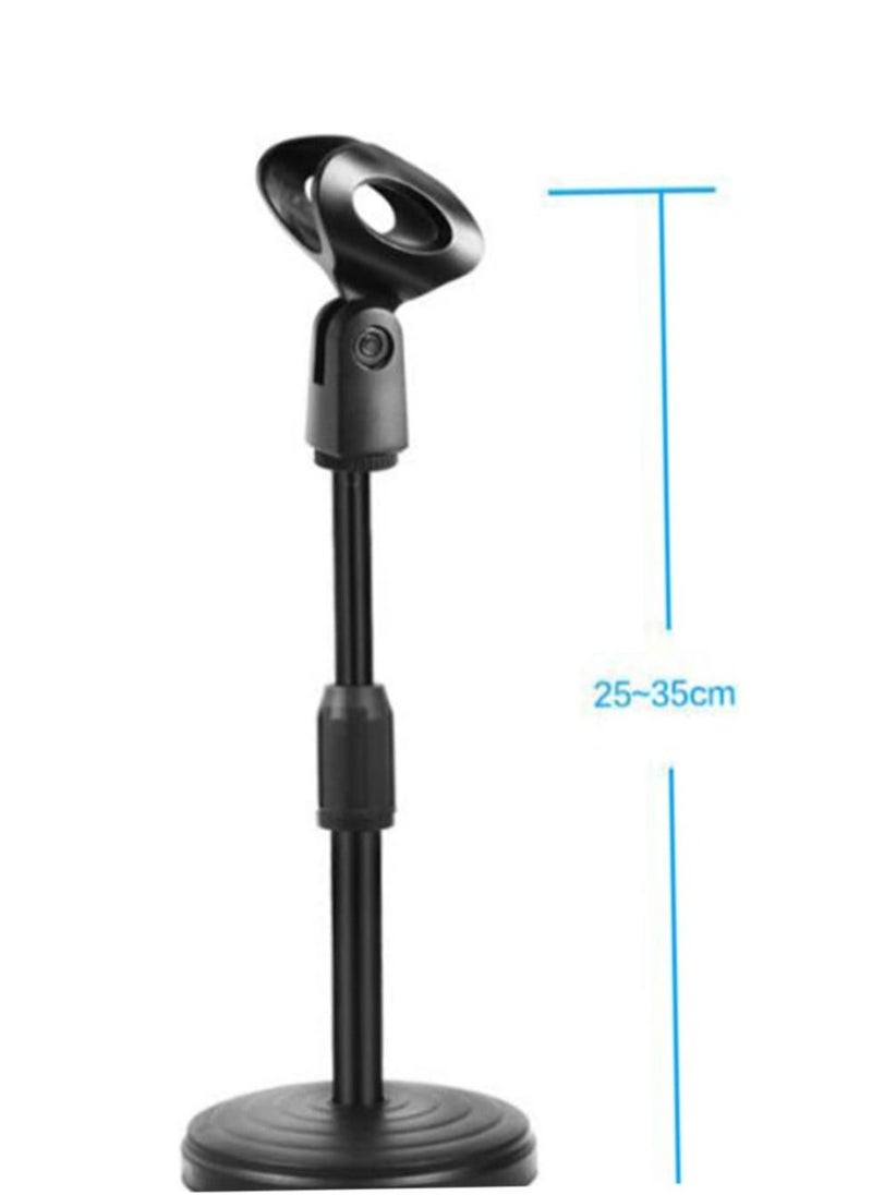 2 pcs Desktop Microphone Stand Microphone Stand Adjustable Desk Microphone Stand Mic Holder with Clip Max Height 345mm for Meetings Lectures Podcasts Black