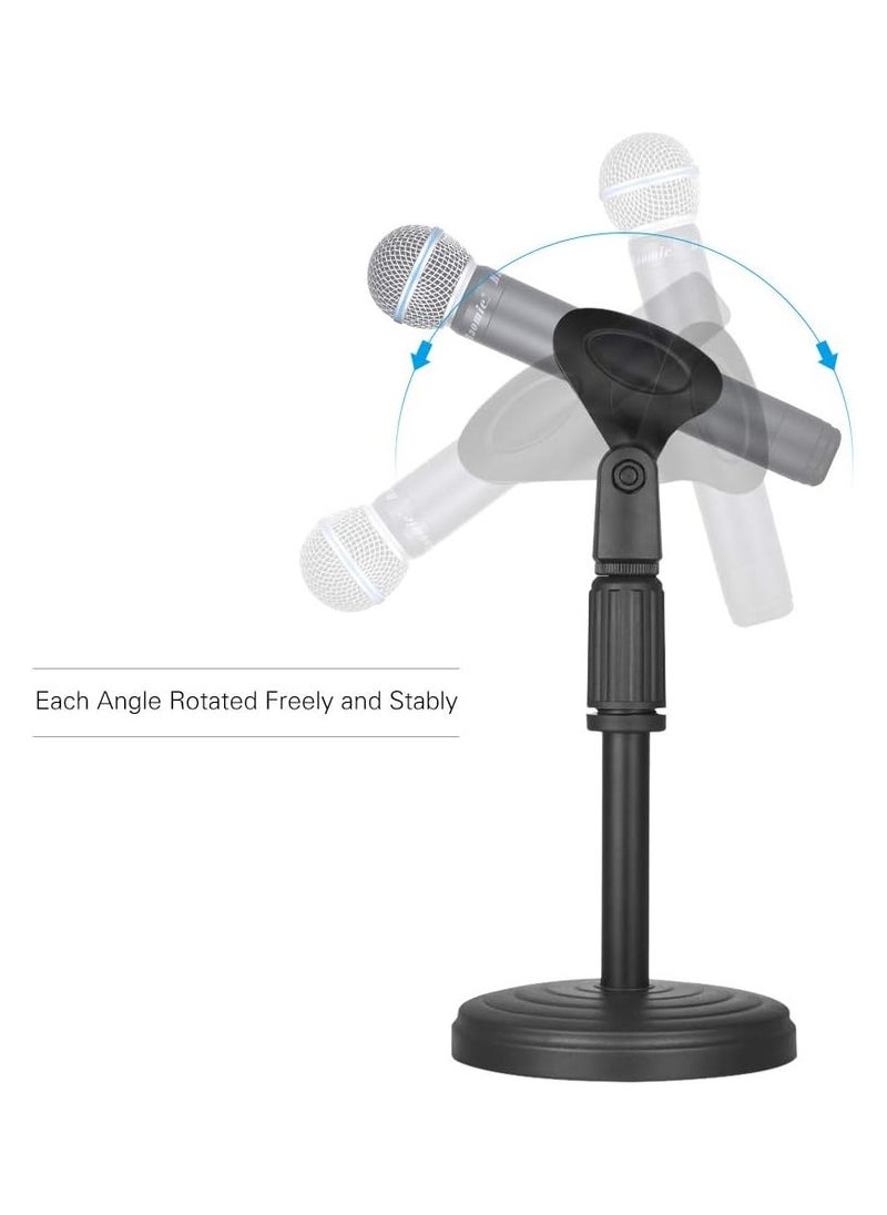 2 pcs Desktop Microphone Stand Microphone Stand Adjustable Desk Microphone Stand Mic Holder with Clip Max Height 345mm for Meetings Lectures Podcasts Black