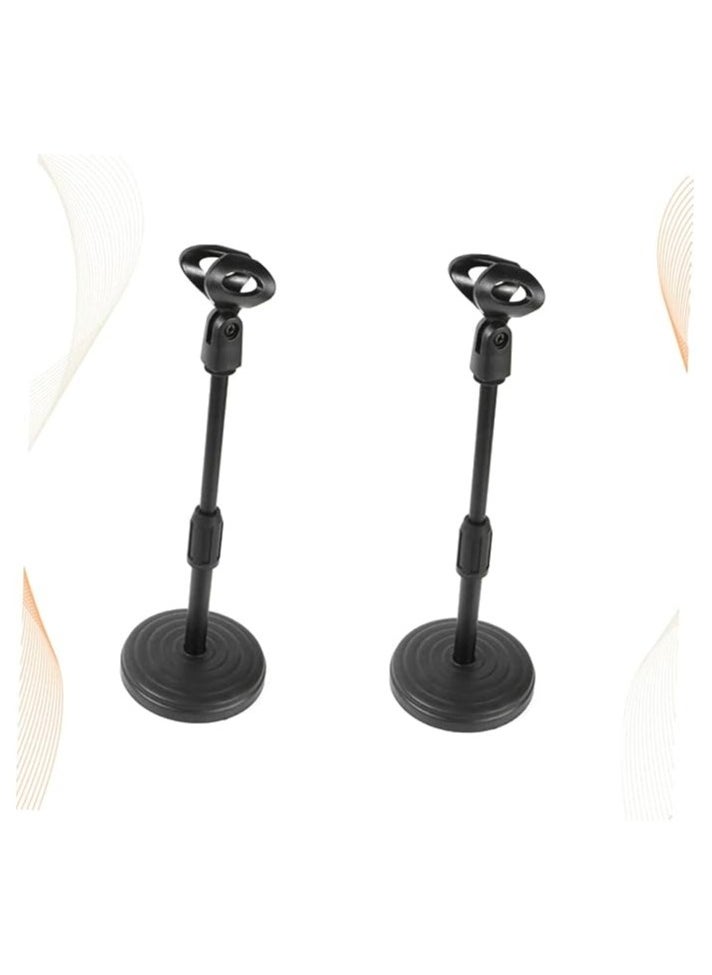 2 pcs Desktop Microphone Stand Microphone Stand Adjustable Desk Microphone Stand Mic Holder with Clip Max Height 345mm for Meetings Lectures Podcasts Black
