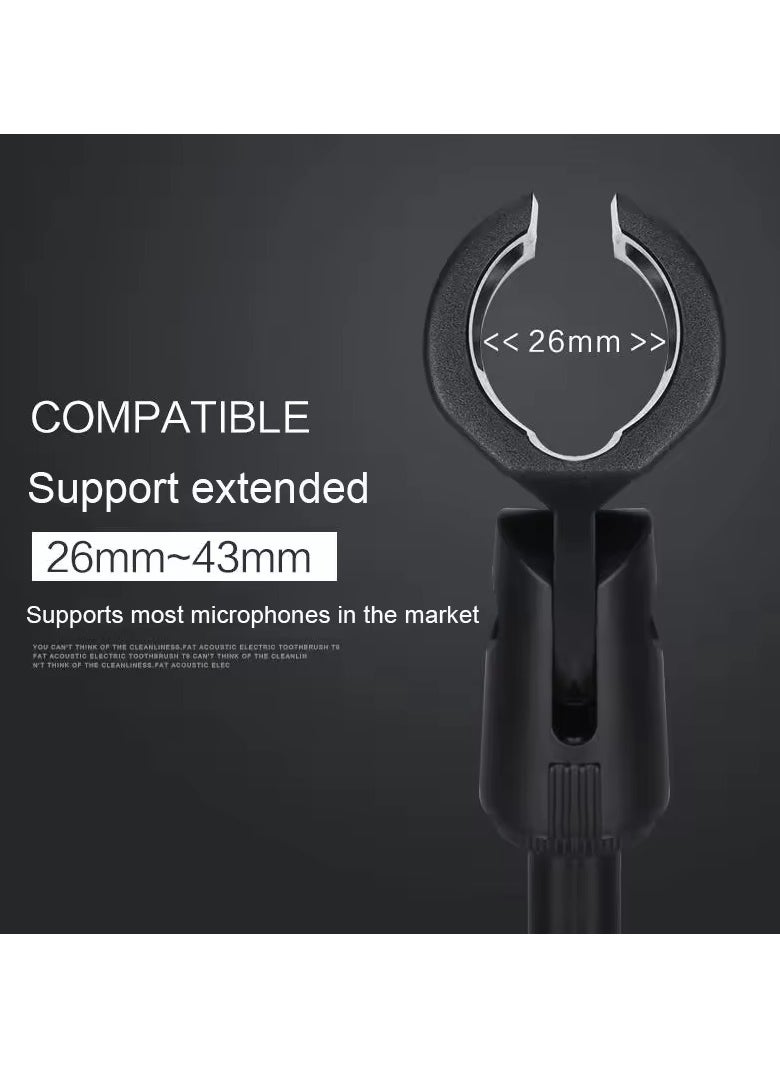 2 pcs Desktop Microphone Stand Microphone Stand Adjustable Desk Microphone Stand Mic Holder with Clip Max Height 345mm for Meetings Lectures Podcasts Black