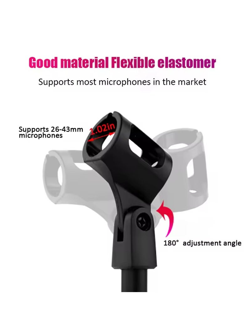 2 pcs Desktop Microphone Stand Microphone Stand Adjustable Desk Microphone Stand Mic Holder with Clip Max Height 345mm for Meetings Lectures Podcasts Black