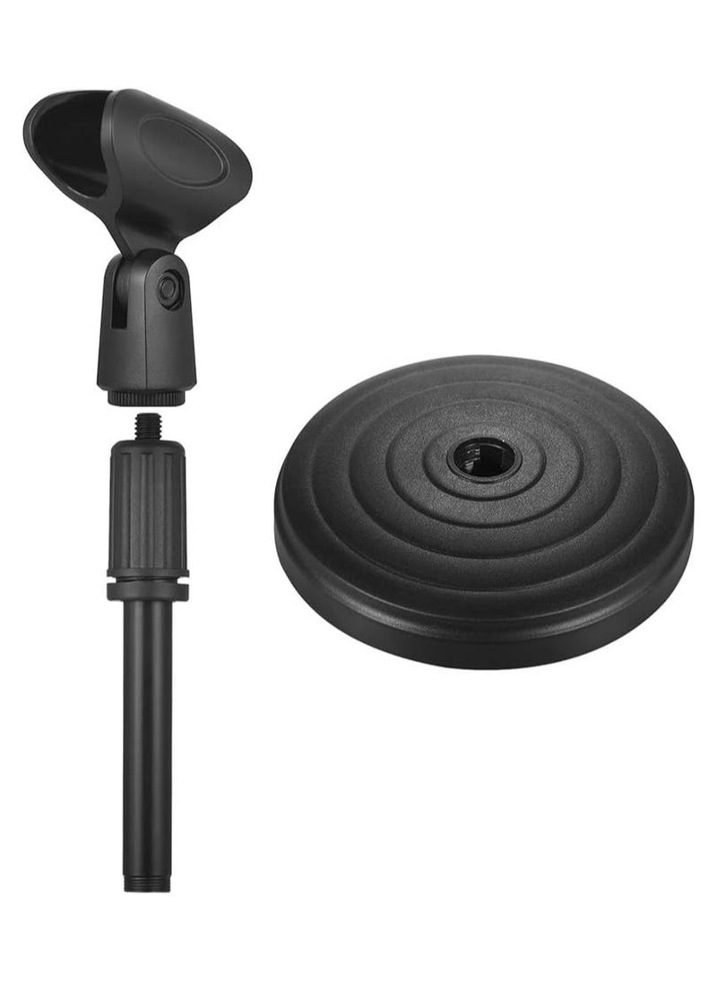 2 pcs Desktop Microphone Stand Microphone Stand Adjustable Desk Microphone Stand Mic Holder with Clip Max Height 345mm for Meetings Lectures Podcasts Black