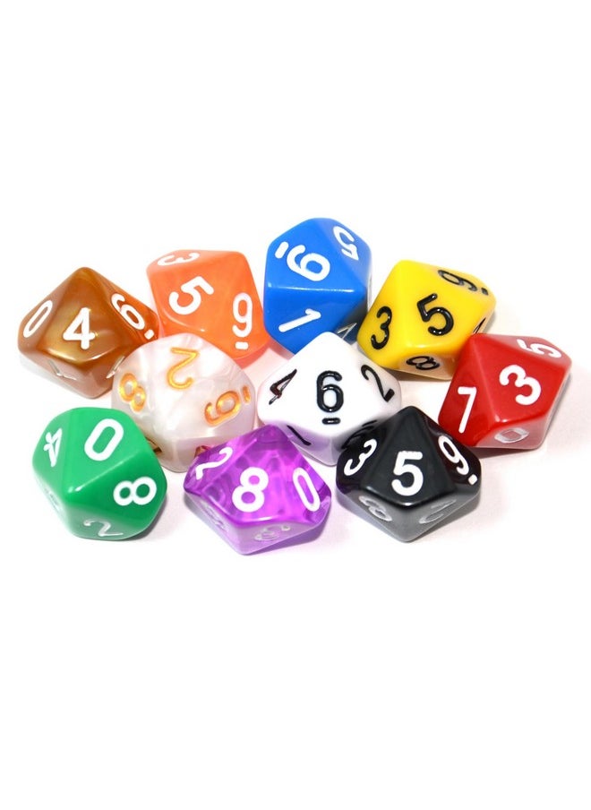 10-Pack D4 D6 D8 D10 D12 Multi Colored Polyhedral Dice For For Dungeons And Dragons Dnd Rpg Mtg Table Games (Mix Color(Opaque&Pearl&Transparent, D10)