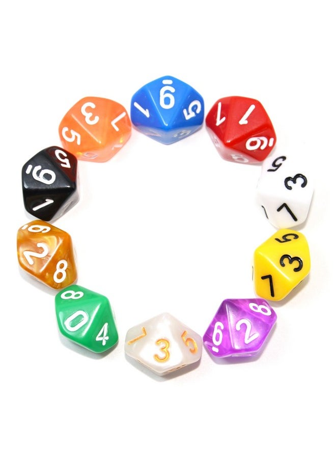 10-Pack D4 D6 D8 D10 D12 Multi Colored Polyhedral Dice For For Dungeons And Dragons Dnd Rpg Mtg Table Games (Mix Color(Opaque&Pearl&Transparent, D10)