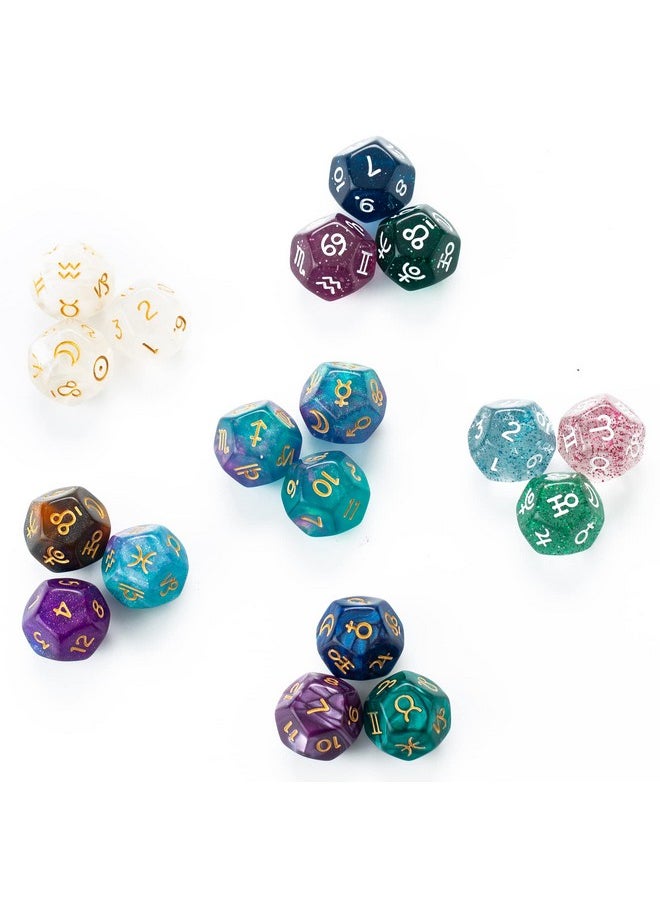 3Pcs Astrology Astrological Divination Zodiac Dice 12-Sided D12 For Constellation Tarot Cards Game Accessory (Color 3)