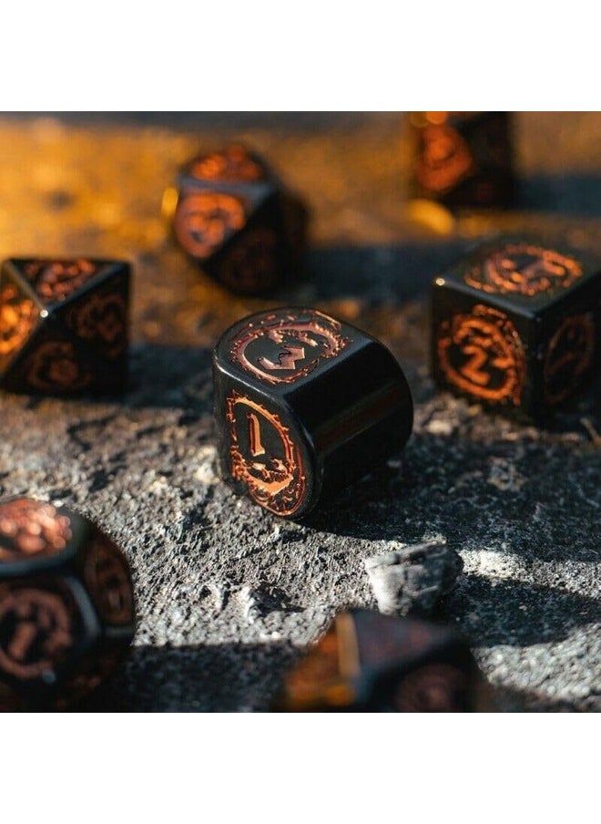 Dragons Modern Dice Set Black & Copper