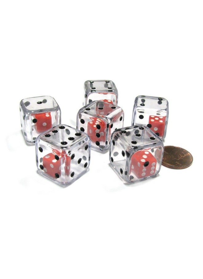 19Mm Double Dice, 2-In-1 Dice - Red Inside Clear Die By Koplow Games