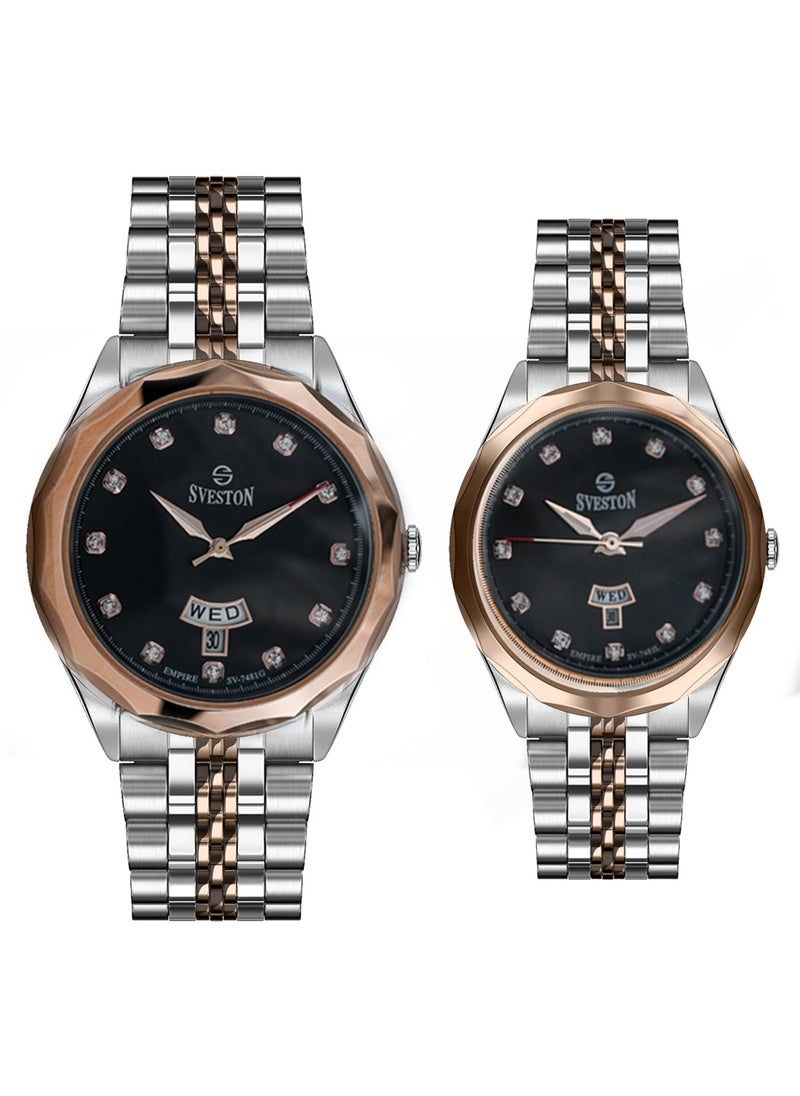 Empire Analog Quartz Stainless Steel Couple Set Watch SV7481