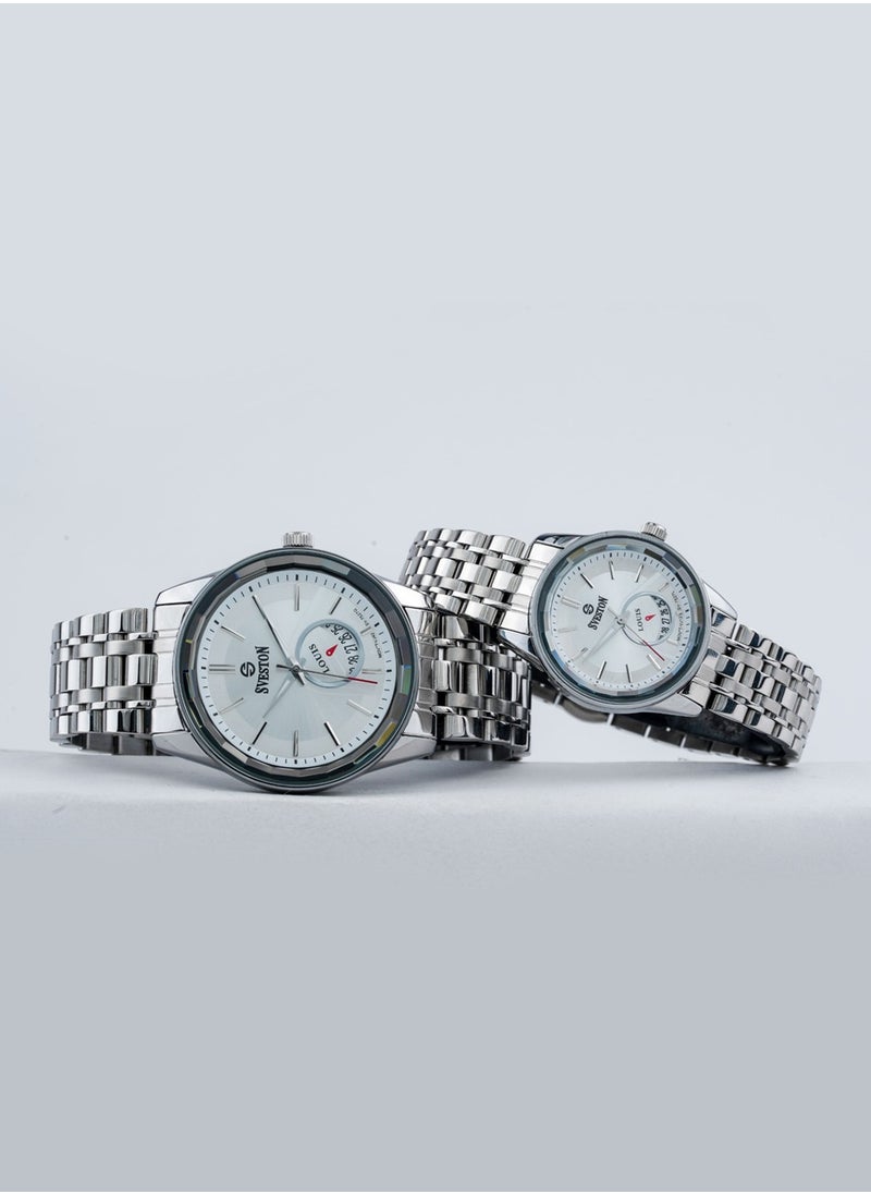 Louis Analog Quartz Silver Stainless Steel Couple Set Watch SV7527