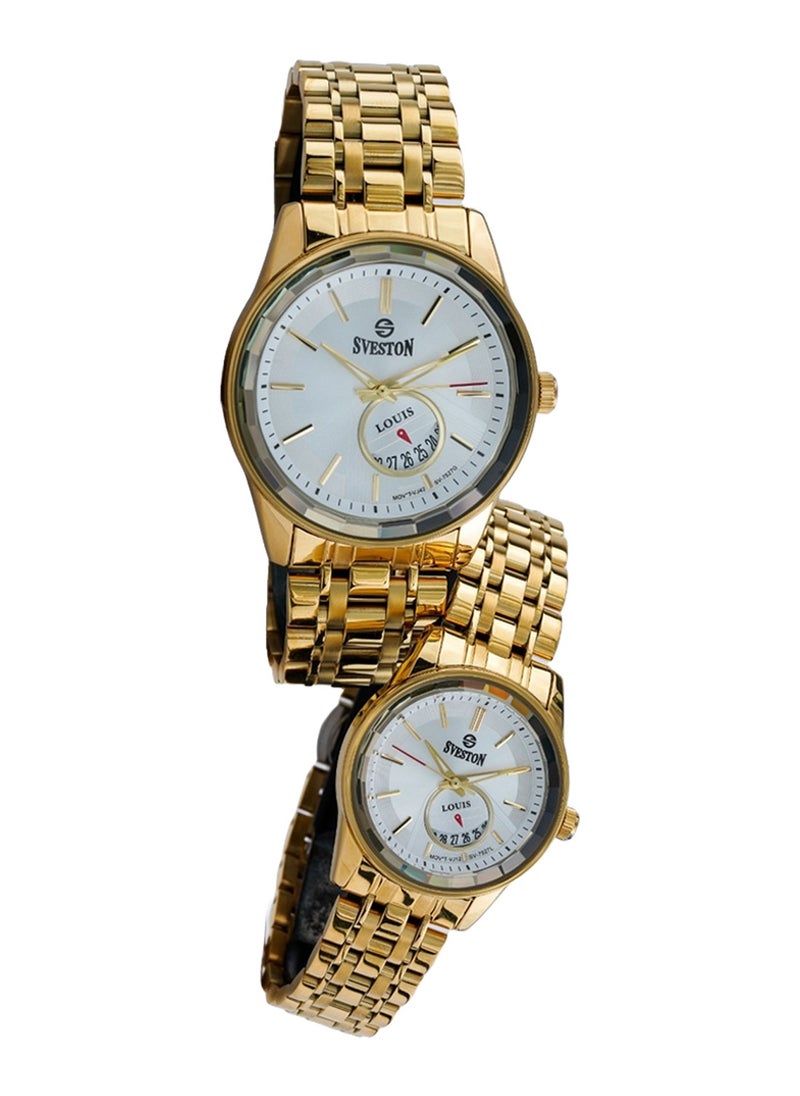 Louis Analog Quartz Gold Stainless Steel Couple Set Watch SV7527