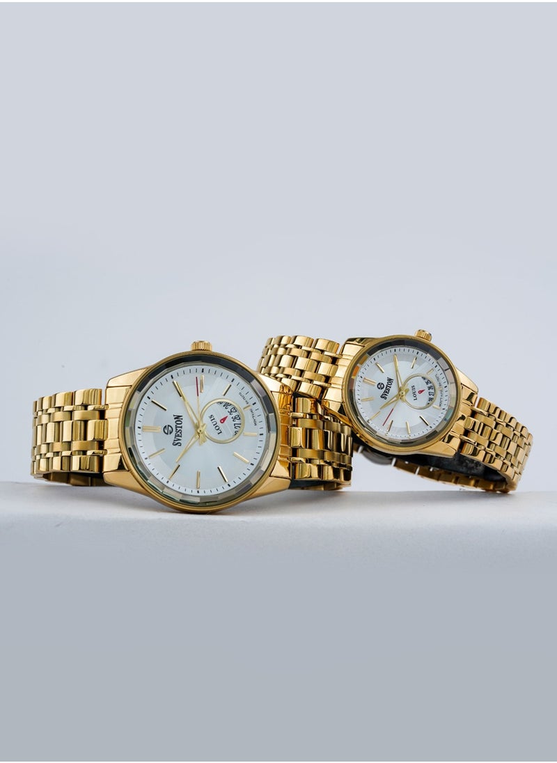 Louis Analog Quartz Gold Stainless Steel Couple Set Watch SV7527