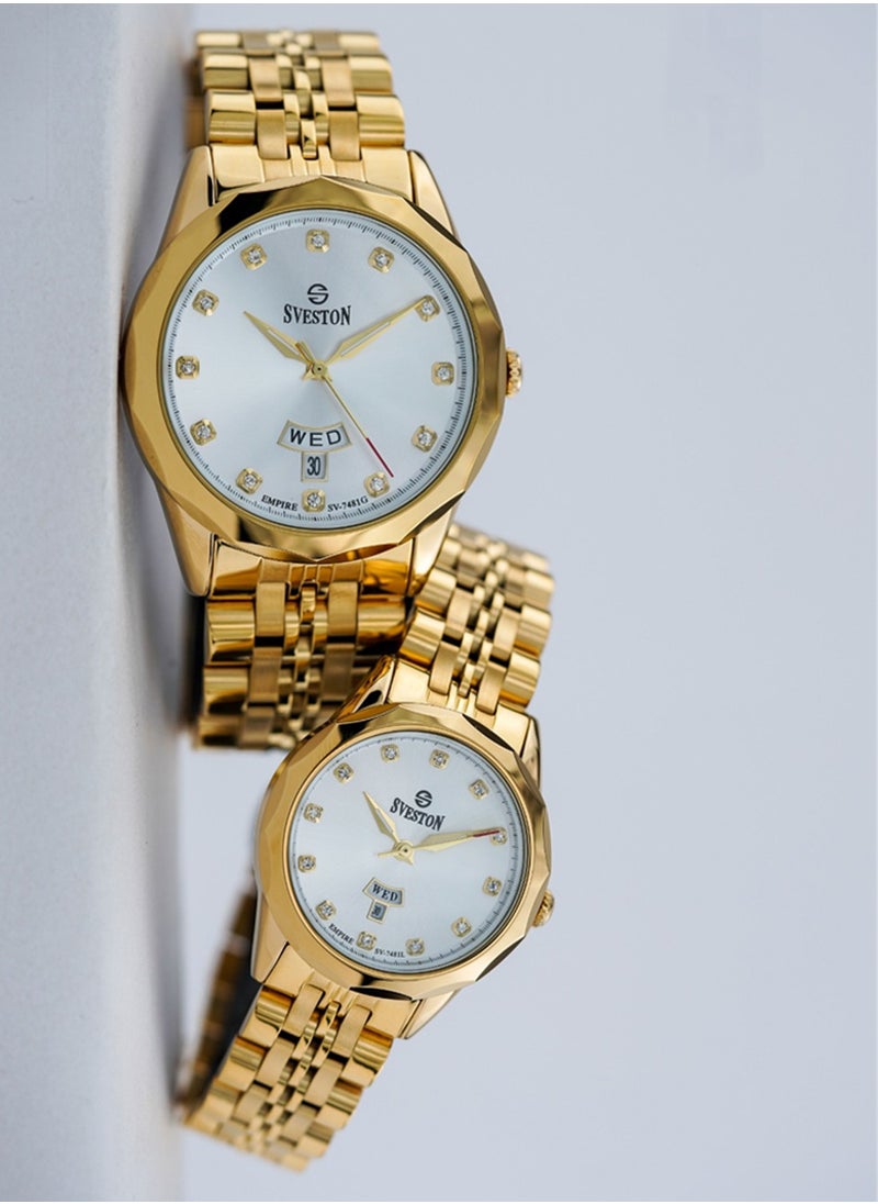 Empire Analog Quartz Gold Stainless Steel Couple Set Watch SV7481