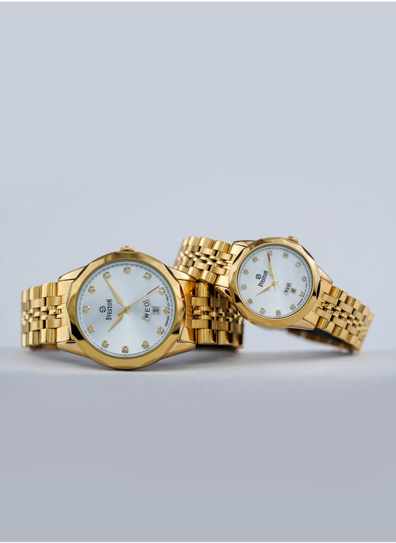 Empire Analog Quartz Gold Stainless Steel Couple Set Watch SV7481