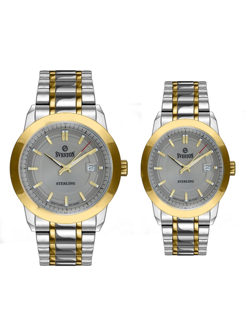 Sterling Analog Quartz Two-Tone Stainless Steel Couple Set Watch SV7525