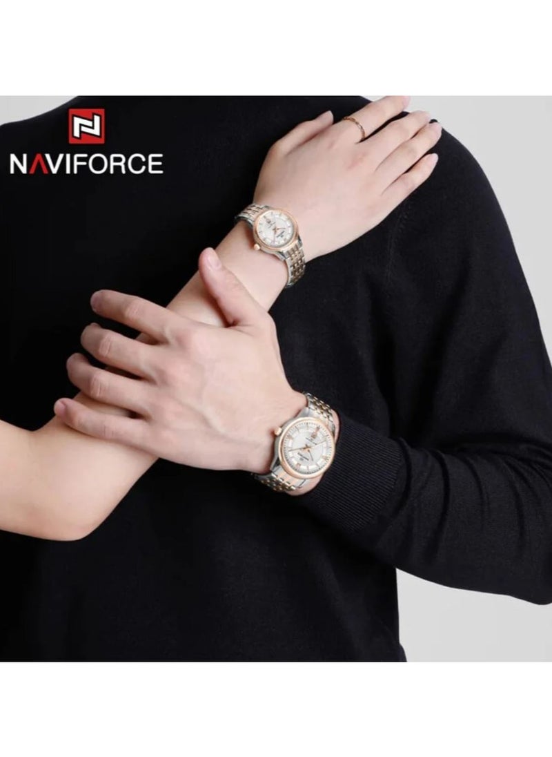 Stainless Steel Elegant Design Casual Quartz Couple Wrist Watch For Men & Women NF9228 S/W/RG