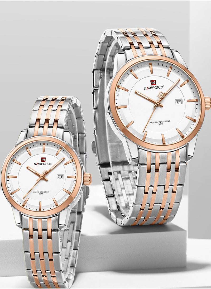 Stainless Steel Elegant Design Casual Quartz Couple Wrist Watch For Men & Women NF9228 S/W/RG