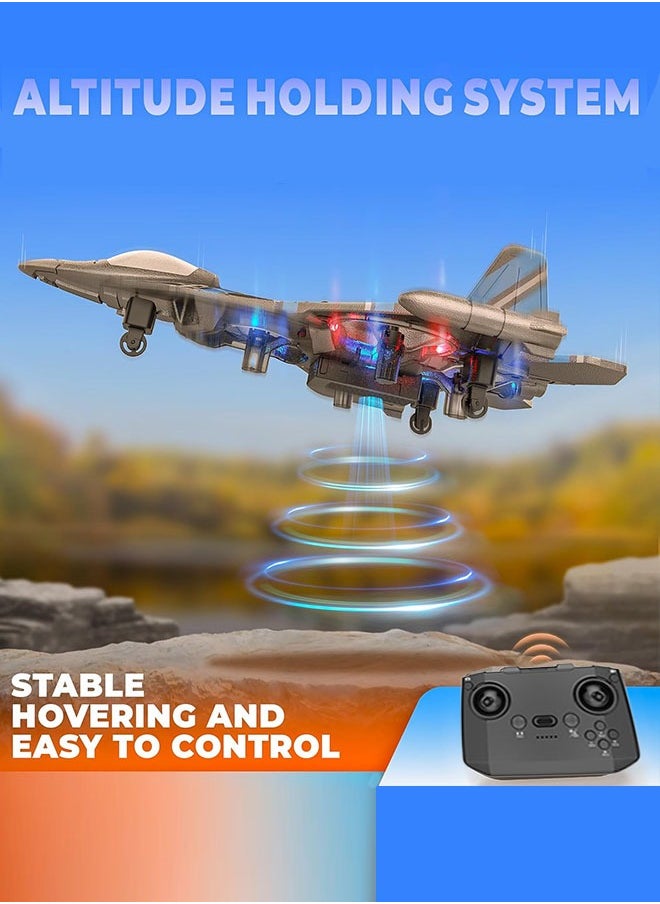 Remote Control Fighter Plane Drone with Gravity Sensor, 2.4GHz Four-Axis Drone for Aerial Photography and Stunts, Remote-Controlled Combat Aircraft with Gesture Control Watch for Ages 14+