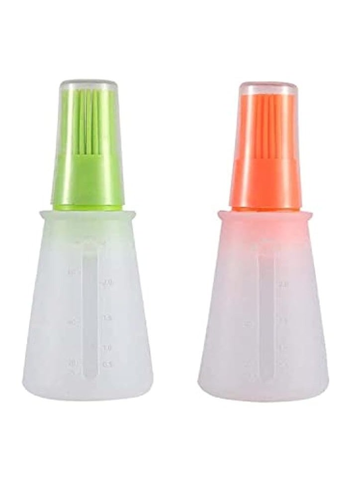 Kitchen Tools Silicone Rubber Oil Dispenser Bottle Brush with Basting Flapjack 2 Pcs