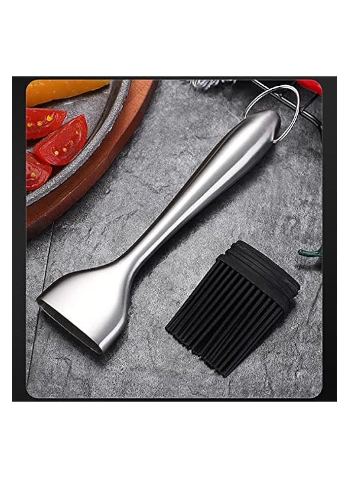 Multipurpose Stainless Steel Long Handle Basting Brush with Silicone Bristles BBQ Oil Sauce Butter Brush Pastry Brush for Kitchen Cooking