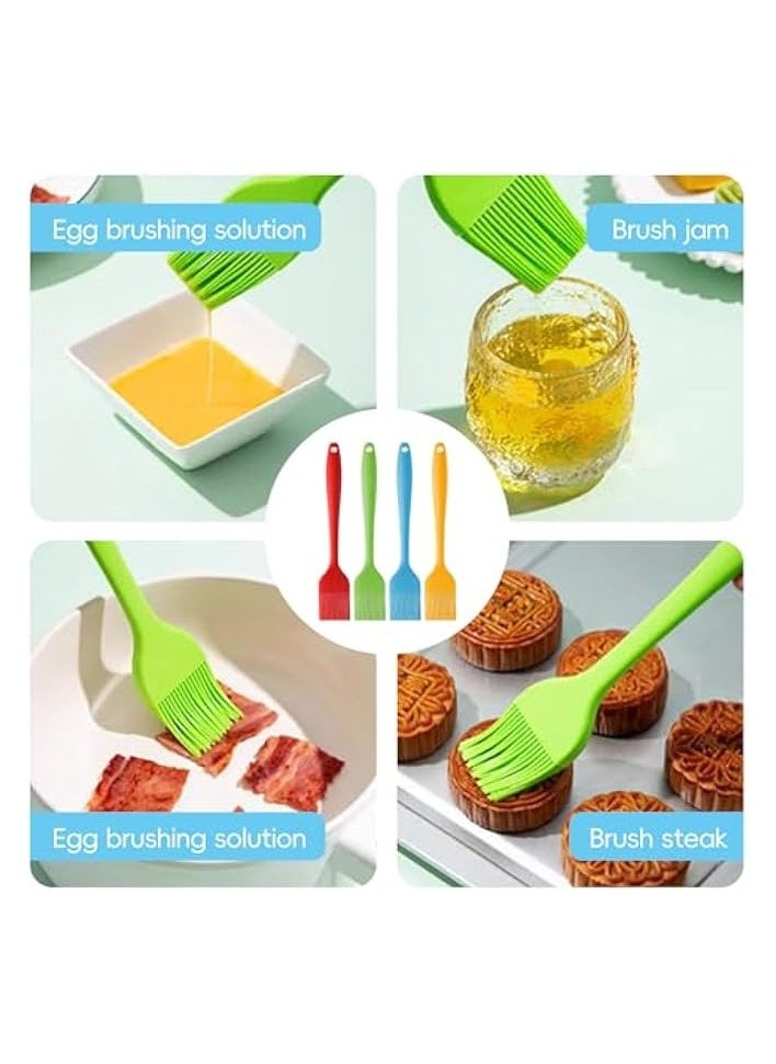 4 Pcs Silicone Pastry Brush Oil Brush, Kitchen Utensils Set For BBQ Heat Resistant Food Cooking Brush Set for Baking, Meat, Desserts Bread, Barbecue Brush Multicolor