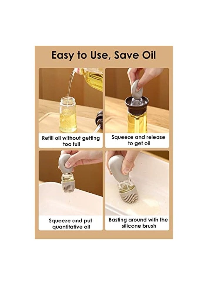 Oil Dispenser with Brush - Glass Olive Oil Dispenser for Kitchen, 2 IN 1 Oil Dispenser Bottle with Silicone Basting Brush for Cooking Vinegar Sauce BBQ Grill Frying