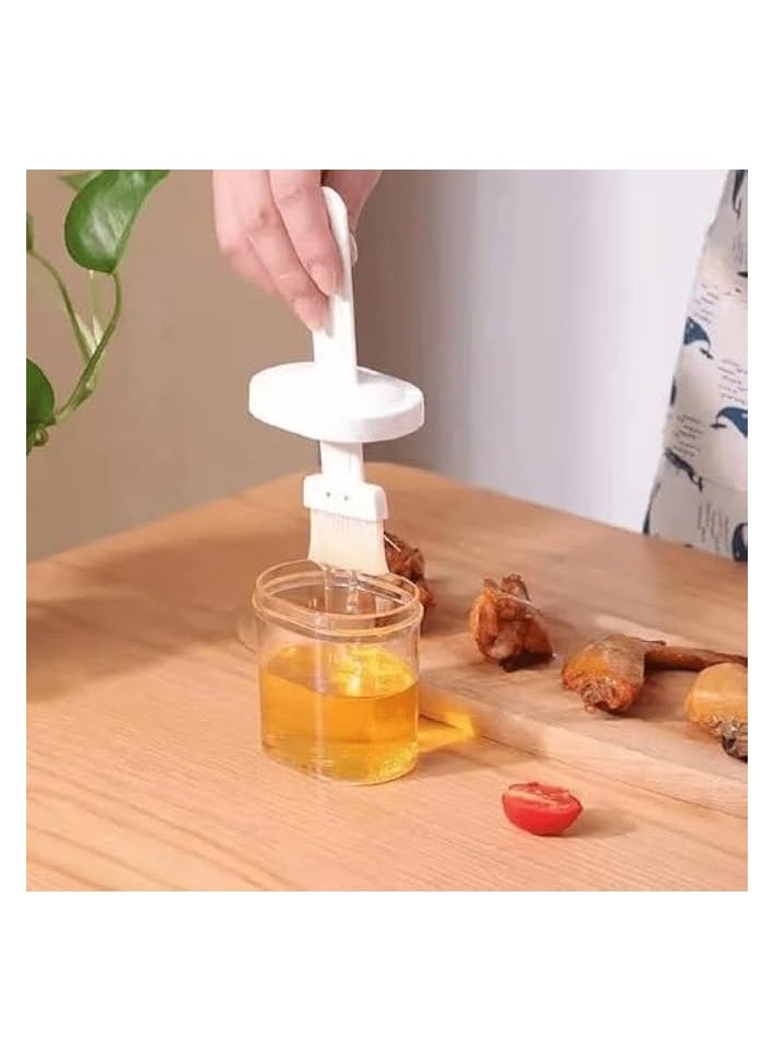 Silicone Oil Brush Set with Leak-Proof Oil Dispenser Bottle - Ideal for Baking, Cooking, BBQ, Camping, and Outdoor Picnics - Kitchen and BBQ Accessories Oil Brush for Home Use (Pink)