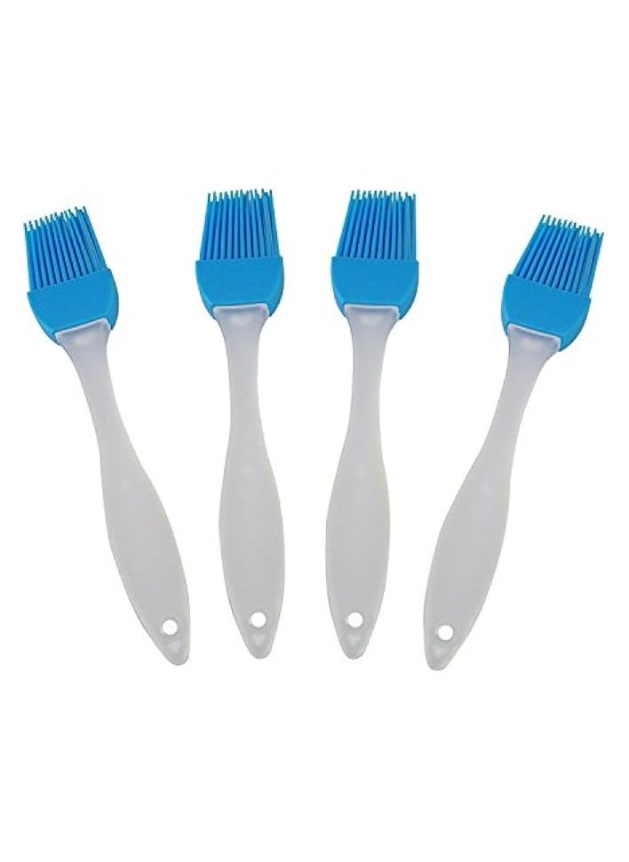 Basting Pastry and Bbq Brushes (Set of 4) Durable, Heat Resistant Kitchen Utensils - Dishwasher Safe- Soft and Flexible- Essential Cooking Gadget, Bakeware Tool and Culinary Equipment- blue