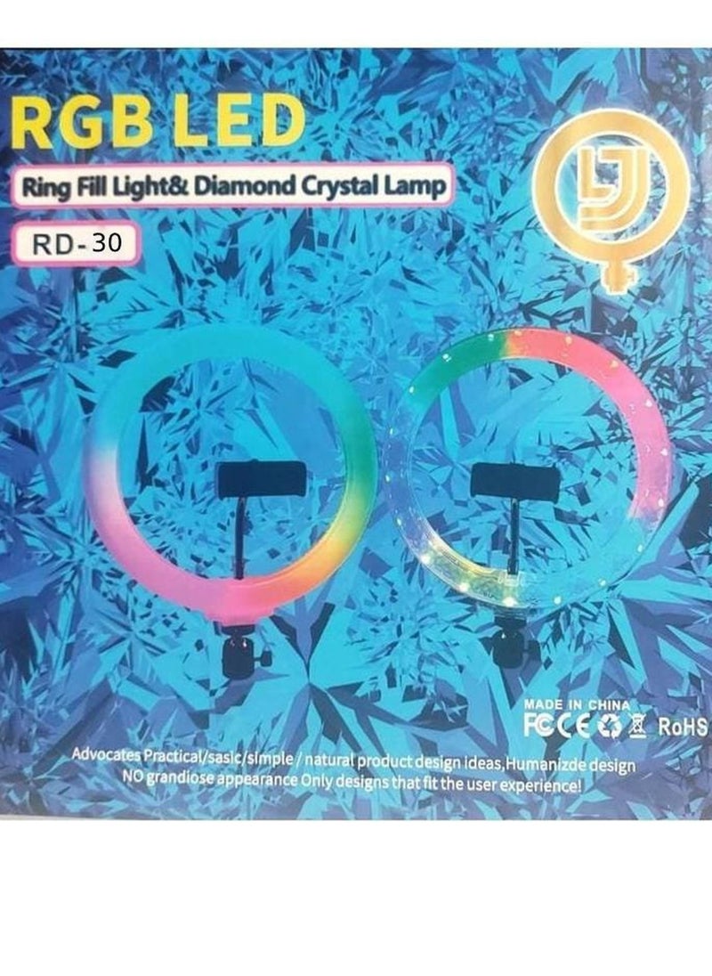 RGB LED Ring(Round) Fill Light & Diamond Crystal Lamp RD-30