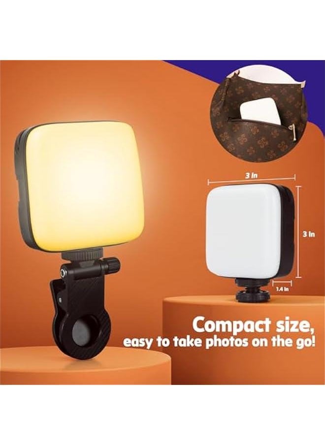 Selfie Light with Front and Back Clips, 3000-9900K Dimmable Phone Light, Rechargeable Phone Light Clip,Selfie Light for Phones, iPhones, iPads, Laptops, for Selfies, TiKTok, Volg, Video Conferences